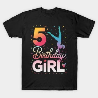 5th Birthday Gymnastics Party Gymnast Tumble Flip Five T-Shirt